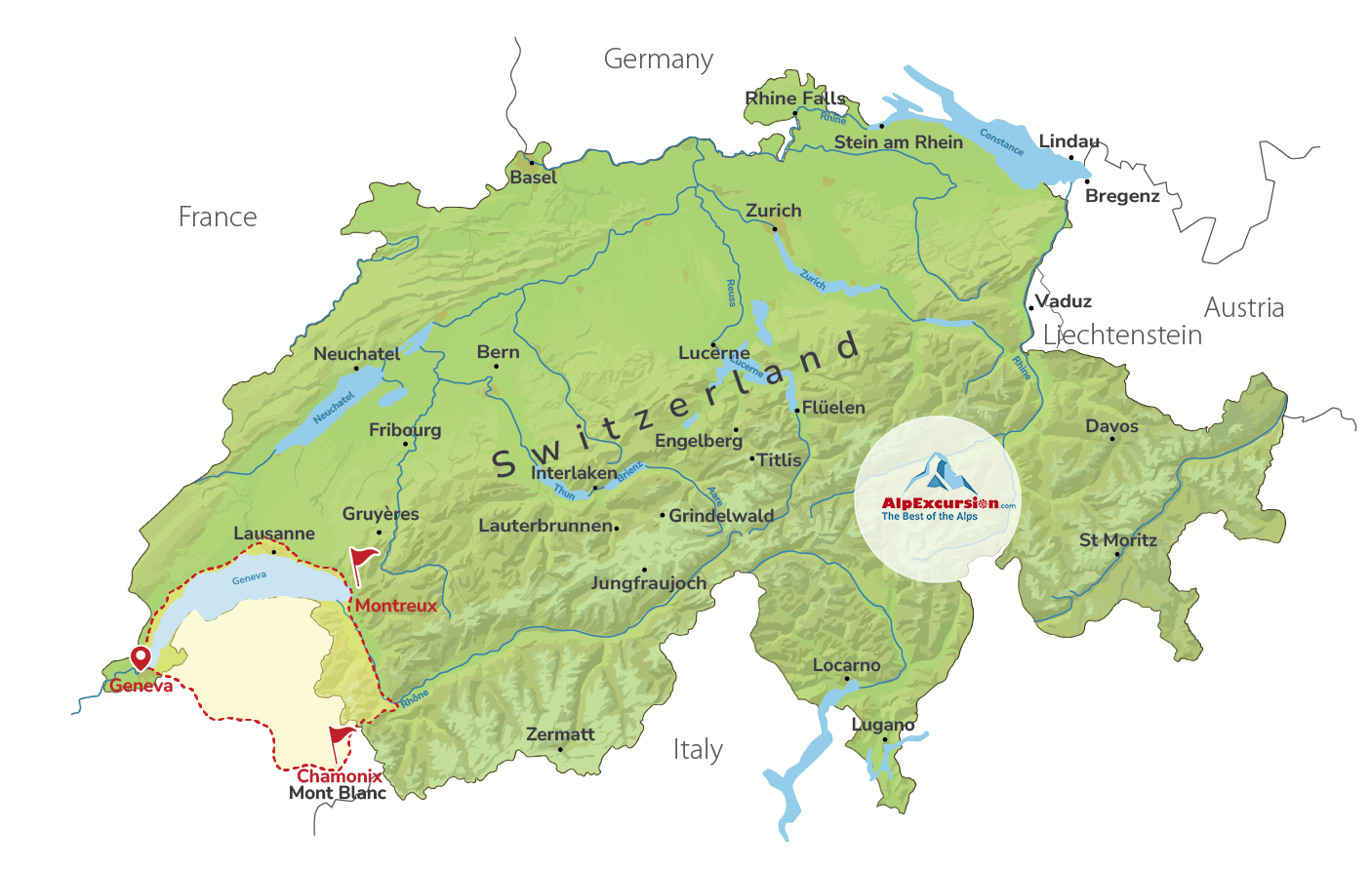 Chamonix in France & Swiss Montreux on a Private Trip from Geneva