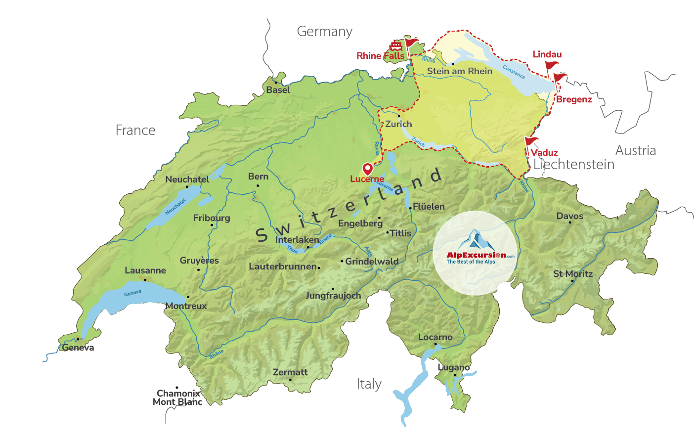 Private Day Trip to 4 Countries: Liechtenstein, Austria, Germany & Switzerland from Lucerne