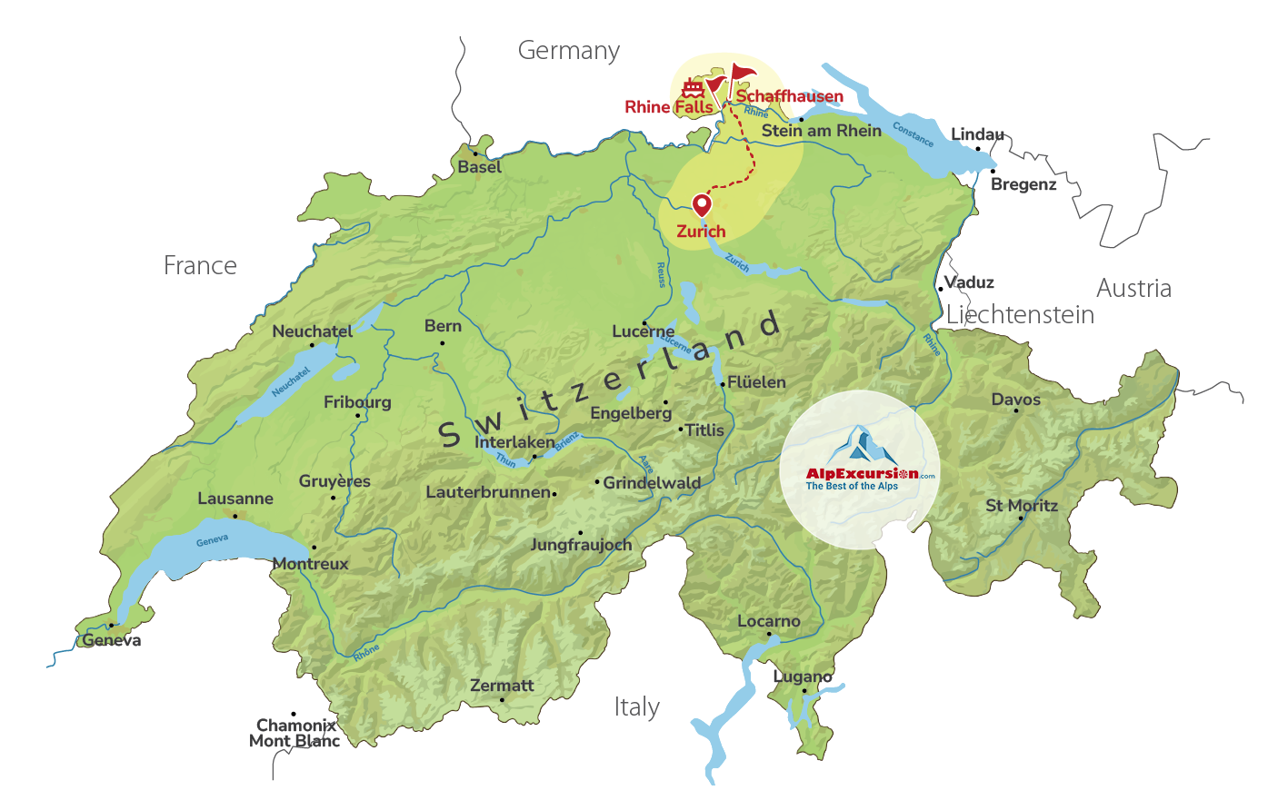 Europe’s Largest Waterfalls – the Rhine Falls from Zurich