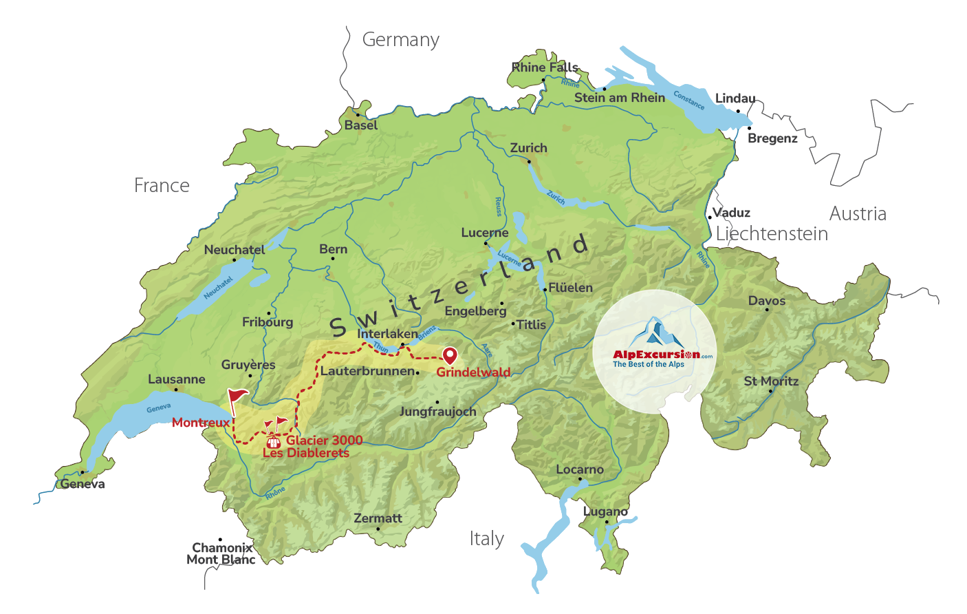 Glacier 3000 & Montreux on a Private Day Trip from Grindelwald