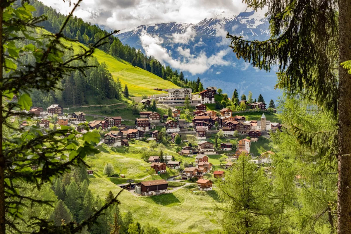 Arosa alpine village in Switzerland
