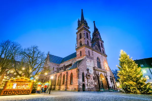 Basel Minster in Christmas Switzerland