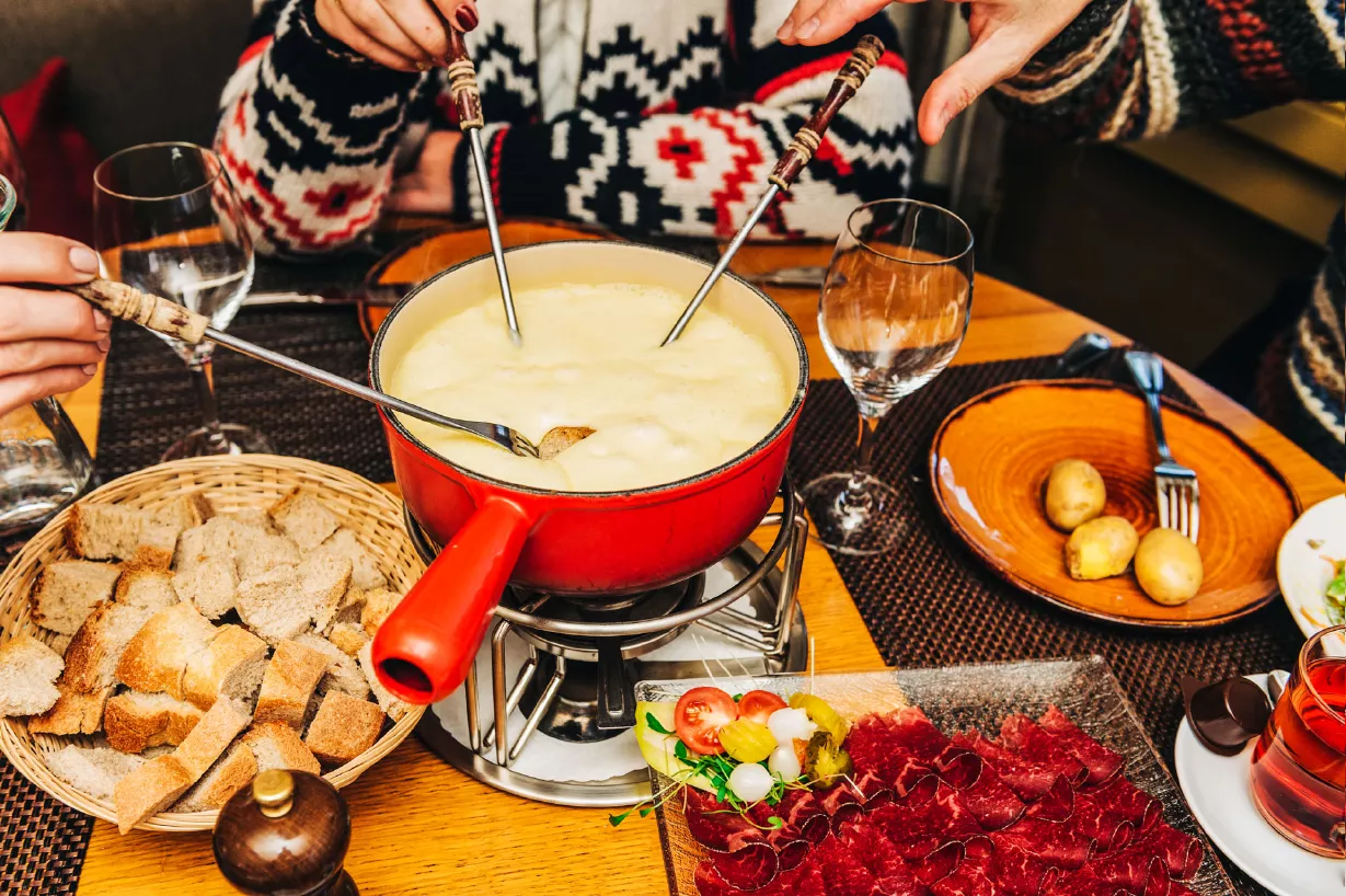 Fondue in Gruyeres Switzerland