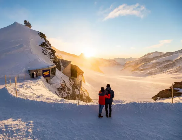 Jungfraujoch Plateau Sonnenaufgang Aletschgletscher