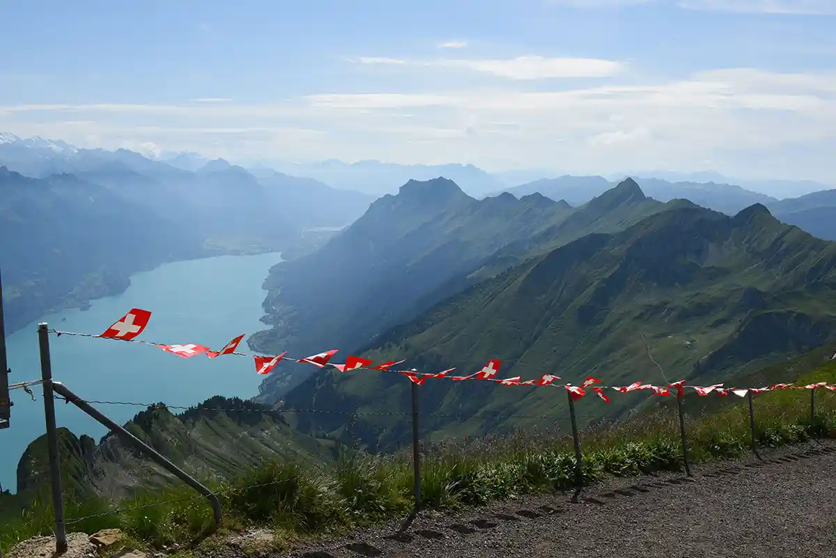 Panoramic View from Mt-Rothorn on Lake Brienz