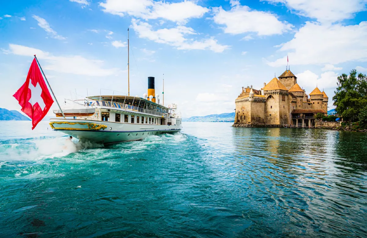 Boat trip to Chillon Castle in Montreux Switzerland