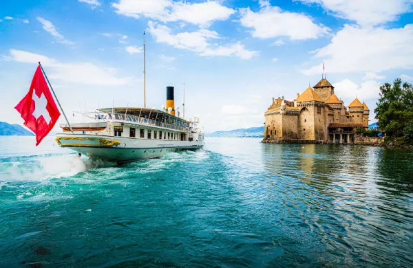 Boat trip to Chillon Castle in Montreux Switzerland