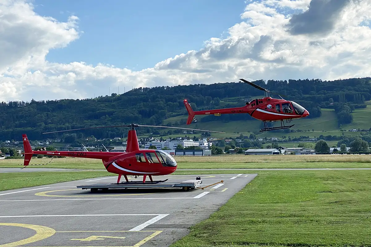 Helicopter flight to Gruyeres